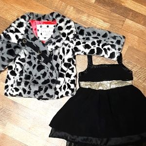 Girls 12 month dressy top and faux fur coat.